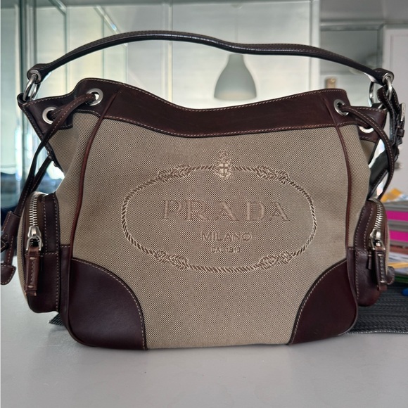 Authentic Prada shoulder bag, Canapa logo, Jaquard canvas - Picture 1 of 10